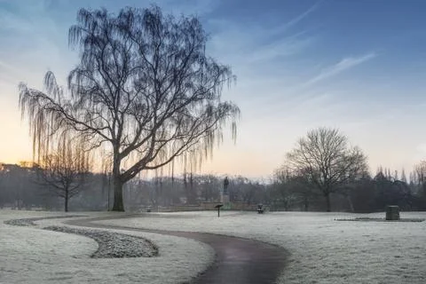 Winter scene In Abbey Park Evesham worcestershire 写真素材