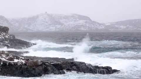 Winter scene at Blackhead Cove Stock Footage 100544313