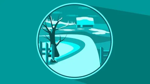 Winter Scene in blue Illustration