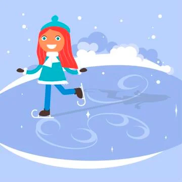 Winter scene with children Stock Illustration