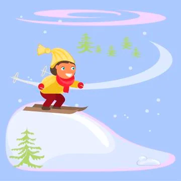 Winter scene with children Stock Illustration