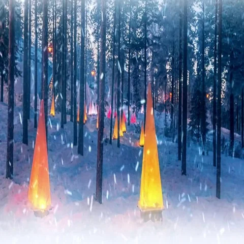 Winter scene with flashlights and snow Stock Footage 69539701