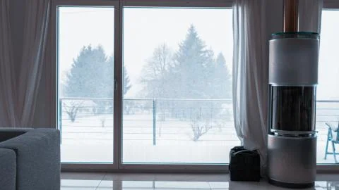 Winter Scene From Home Window Stock Photos