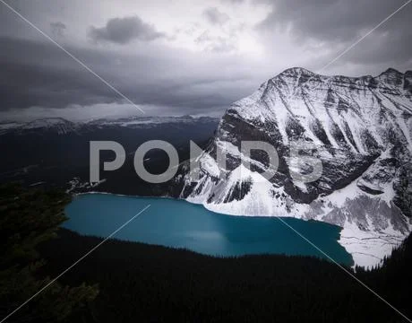 A winter scene of Lake Louise Banff National Park, Alberta, Canada. Stock Photos