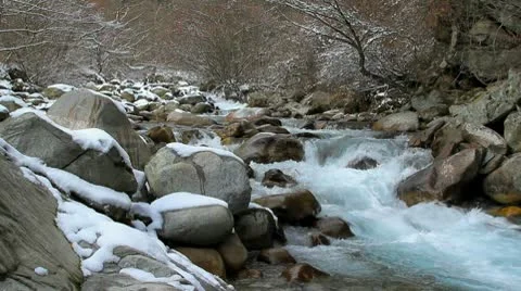 Winter scene of mountain river.+sound Stock Footage 10242404
