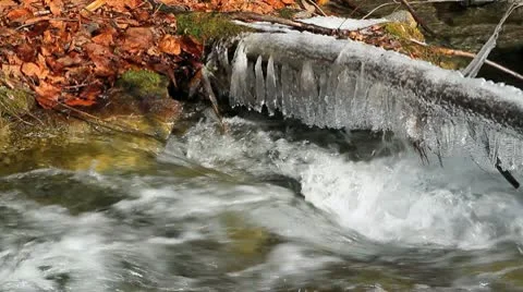 Winter scene of mountain river.+sound Stock Footage 10719275