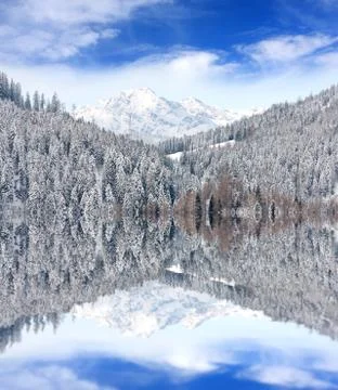 Winter scene in mountains Stock Photos
