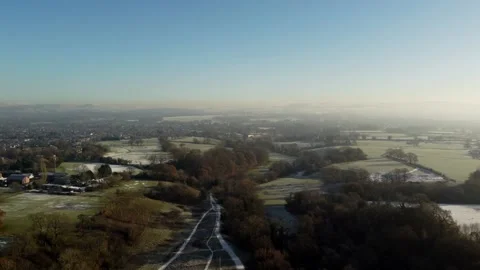 Winter scene over fields and roads Stock Footage 229809238