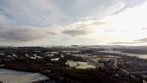 Winter scene over rural area at sunset, Stock Footage 229808973