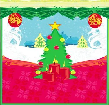 Winter scene with snow and trees Stock Illustration