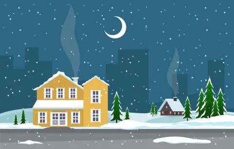 Winter Scene Snow Landscape with Pine Trees Mountain Vector Illustration イラスト素材