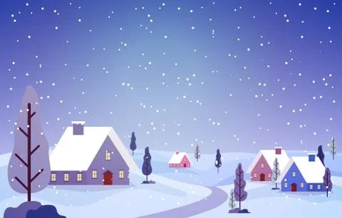 Winter Scene Snow Landscape with Pine Trees Mountain Vector Illustration イラスト素材