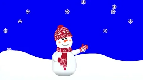 Winter scene, snowman waving Stock Footage 213664041