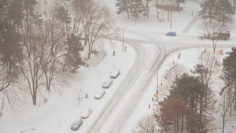 Winter scene with traffic on street. Stock Footage 101550533