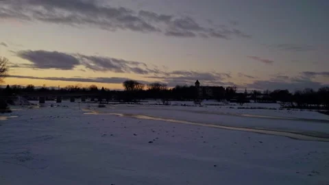 Winter scenery after sunsert Stock Footage 148577893