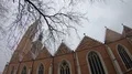 Winter scenery low angle church and tree with fall of snow in Braunschweig city 4k or 4k+ Resolution