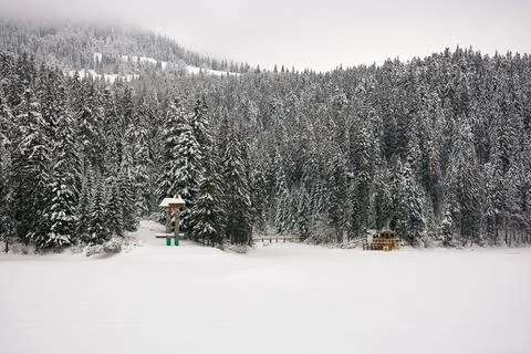 Winter scenery in mountains Stock Photos