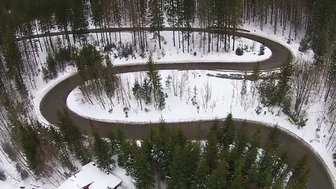 Winter scenery road in the mountains Stock-Footage 71904035