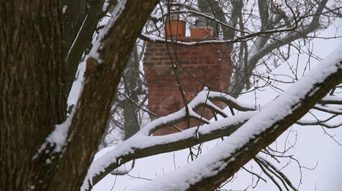 Winter Scenes Chimney CU Stock Footage 33521509