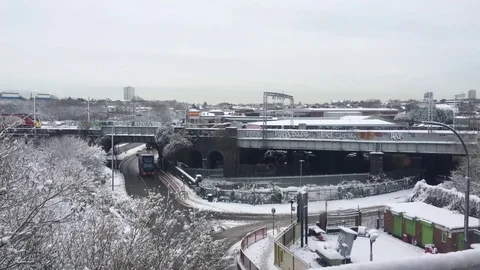 Winter Scenes over a Fast Paced Urban City Centre Panorama 動画素材 84676625