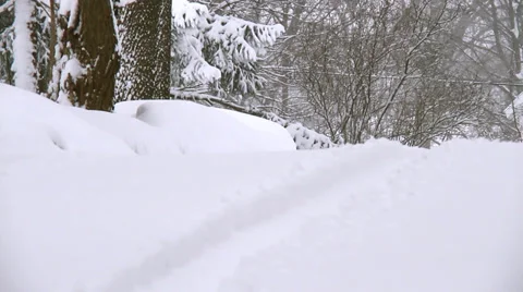Winter Scenes Tracks CU Stock Footage 33526822