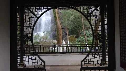 Winter Scenic Waterfall Cascading Through Rocky Gorge In Cold Landscape Stock Footage 320520339