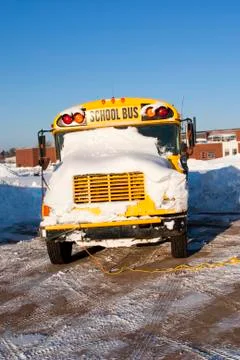 Winter school bus Stock Photos