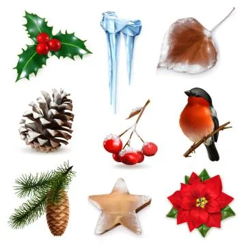 Winter scrap set, vector elements イラスト素材