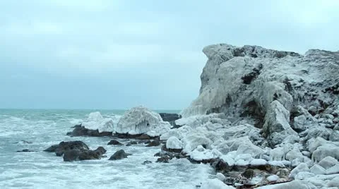 Winter sea gulf Stock Footage