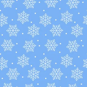 Winter seamles pattern with white snowflakes. Winter theme decoration design. Stock Illustration