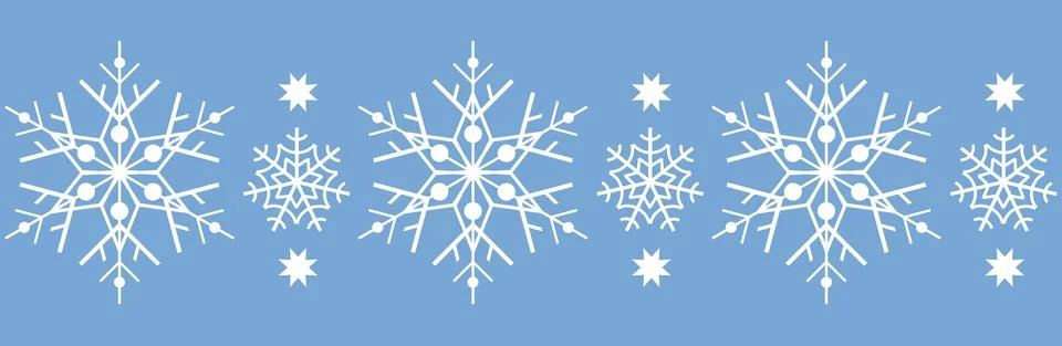 Winter Seamless horizontal Pattern Snowflakes, white on a blue background. Wi Stock Illustration