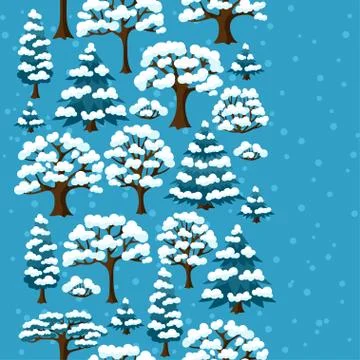 Winter seamless pattern with abstract stylized trees Stock Illustration