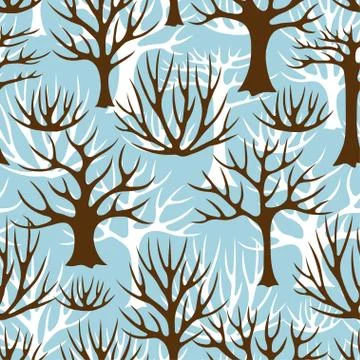 Winter seamless pattern with abstract stylized trees Stock Illustration