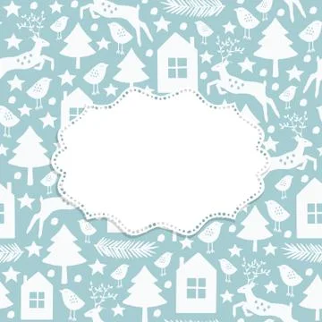 Winter seamless pattern and frame Stock Illustration