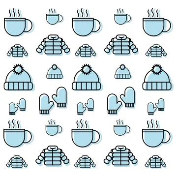Winter seamless pattern background with winter icons Vector Stock Illustration