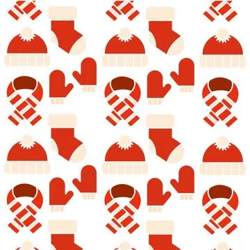 Winter seamless pattern background with winter icons Vector Stock Illustration
