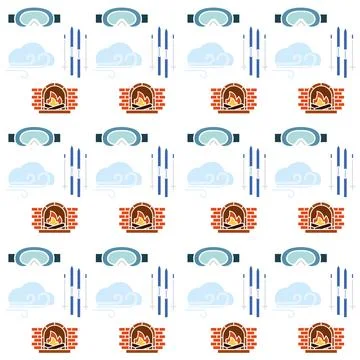 Winter seamless pattern background with winter icons Vector Stock Illustration