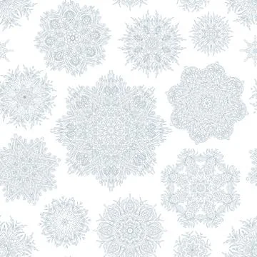 Winter seamless pattern with beautiful snowflakes. Vector illustration Stock Illustration