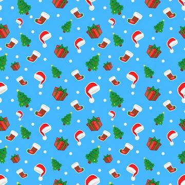 Winter seamless pattern on a blue background. Illustrazione stock