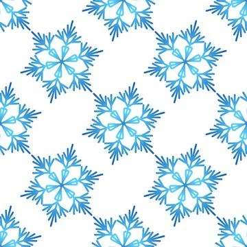 Winter seamless pattern with blue gradient snowflakes on white background Stock Illustration