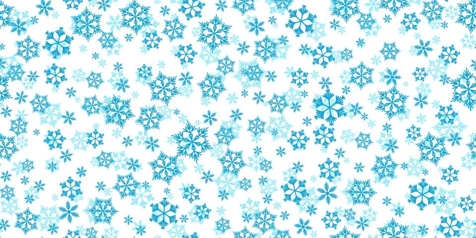 Winter seamless pattern with blue snowflakes on white background. Vector 스톡 일러스트