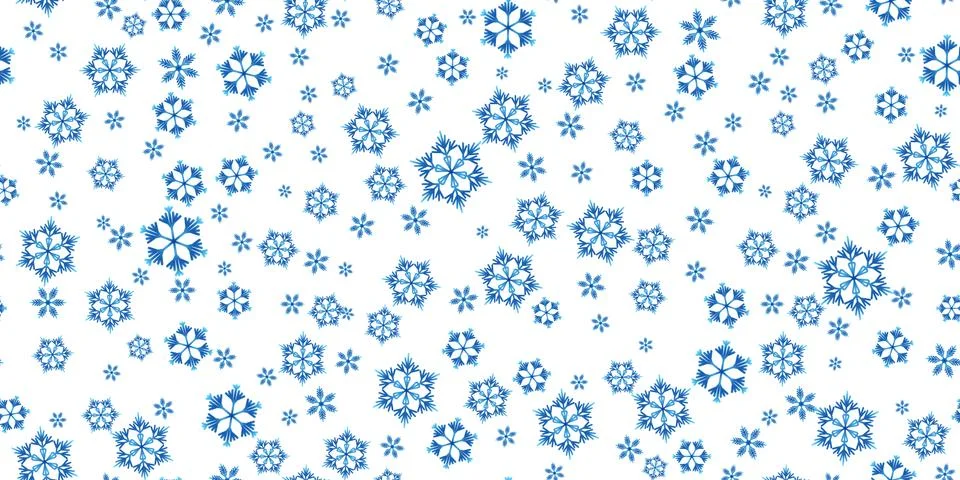 Winter seamless pattern with blue snowflakes on white background. Vector Stock Illustration