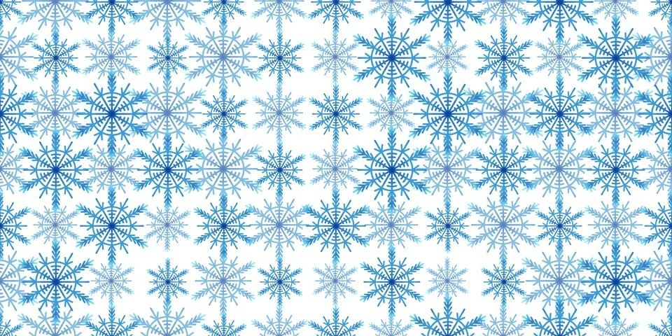 Winter seamless pattern with blue snowflakes on white background. Vector Stockillustratie