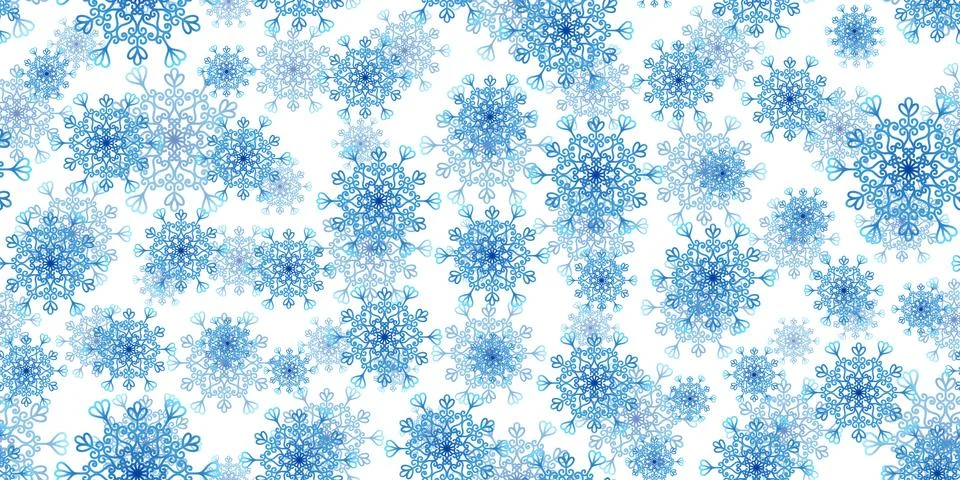 Winter seamless pattern with blue snowflakes on white background. Vector 스톡 일러스트