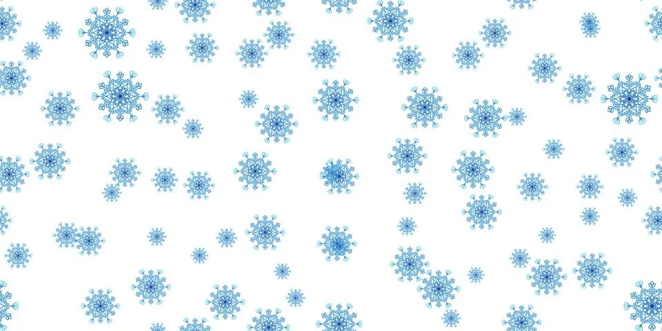 Winter seamless pattern with blue snowflakes on white background. Vector 库存插图