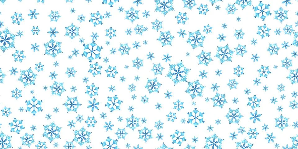 Winter seamless pattern with blue snowflakes on white background. Vector Stockillustratie