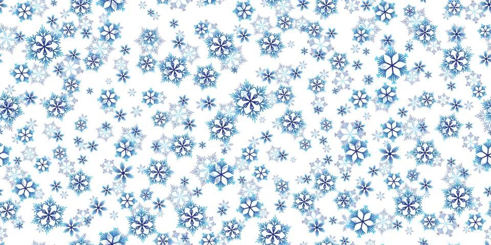 Winter seamless pattern with blue snowflakes on white background. Vector Illustrazione stock