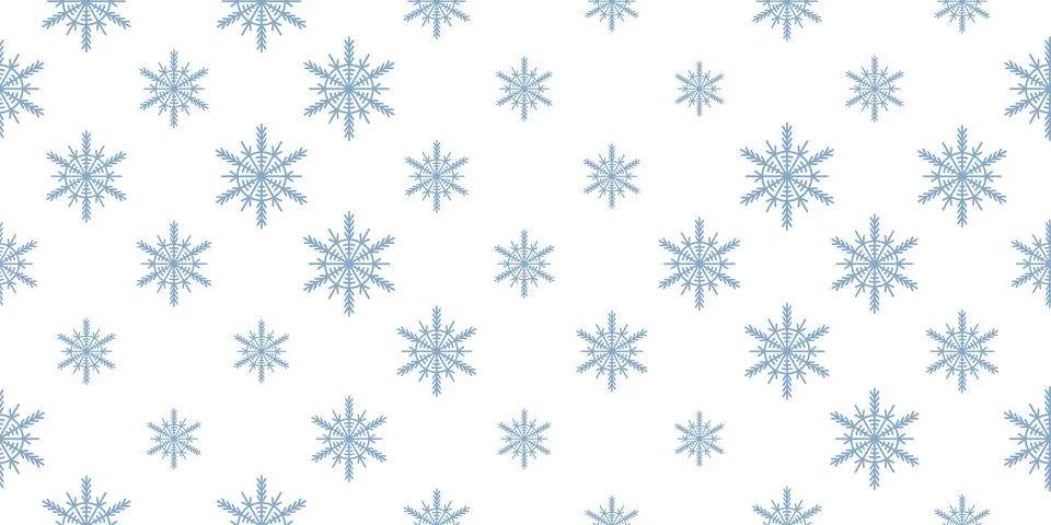 Winter seamless pattern with blue snowflakes on white background. Vector Stock Illustration