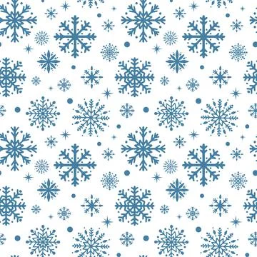 Winter seamless pattern. Blue snowflakes vector background. Easy to edit temp Stock Illustration