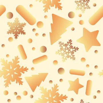 Winter seamless pattern with Christmas elements: christmas tree, gift, christ Stock Illustration